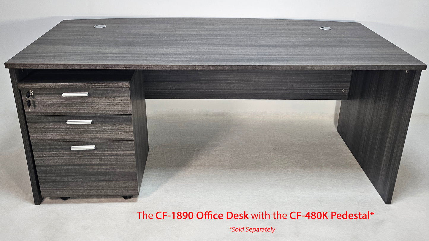 Modern Grey Oak Straight Bow Front Office Desk - 1800mm - CF-1890