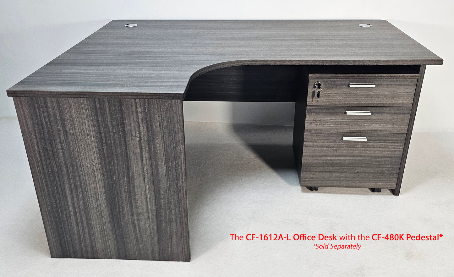 Modern Grey Oak Left Hand Corner Office Desk - 1600mm - CF-1612A