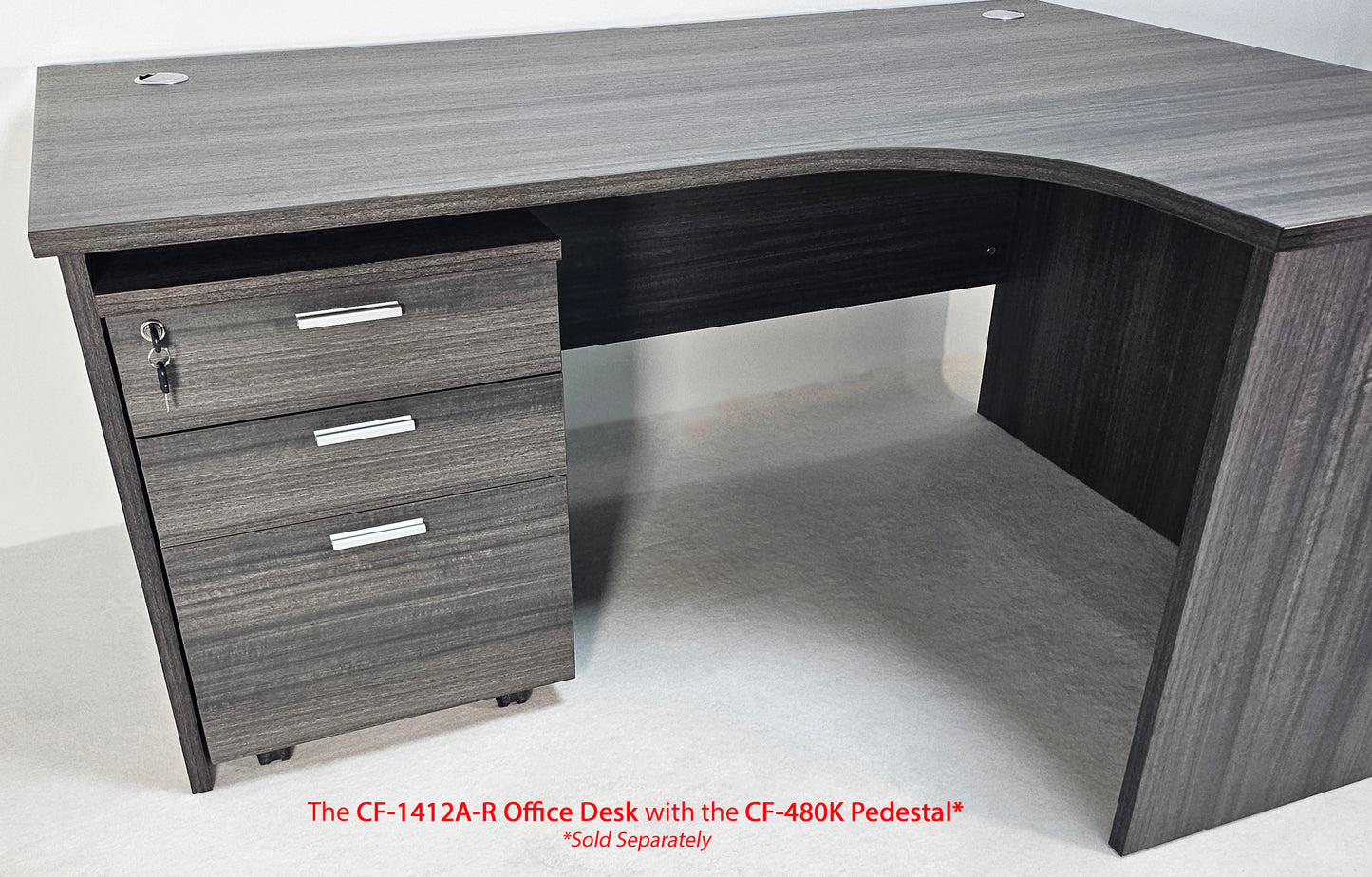 Modern Grey Oak Right Hand Corner Office Desk - 1400mm - CF-1412A