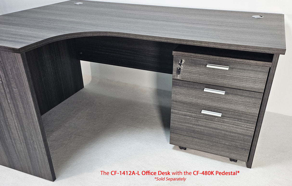 Budget Modern Grey Oak Left Hand Corner Office Desk - 1400mm - CF-1412A-L