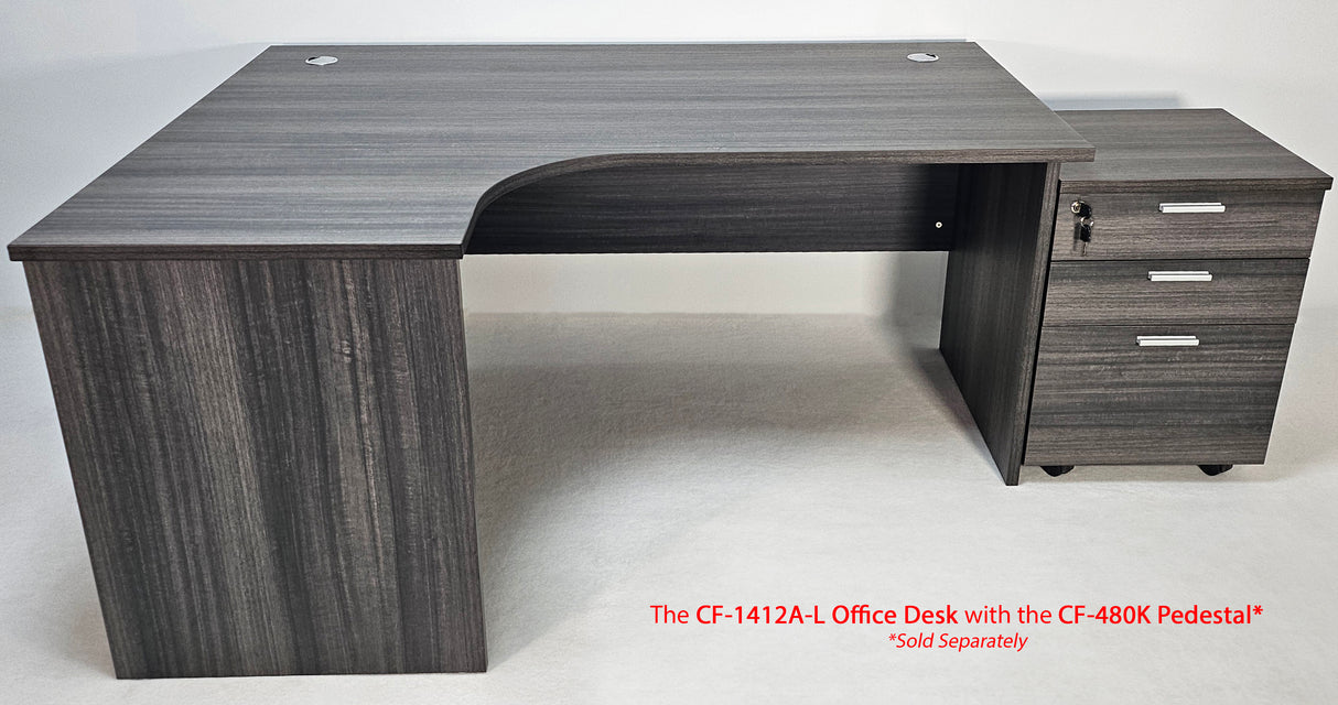 Budget Modern Grey Oak Left Hand Corner Office Desk - 1400mm - CF-1412A-L