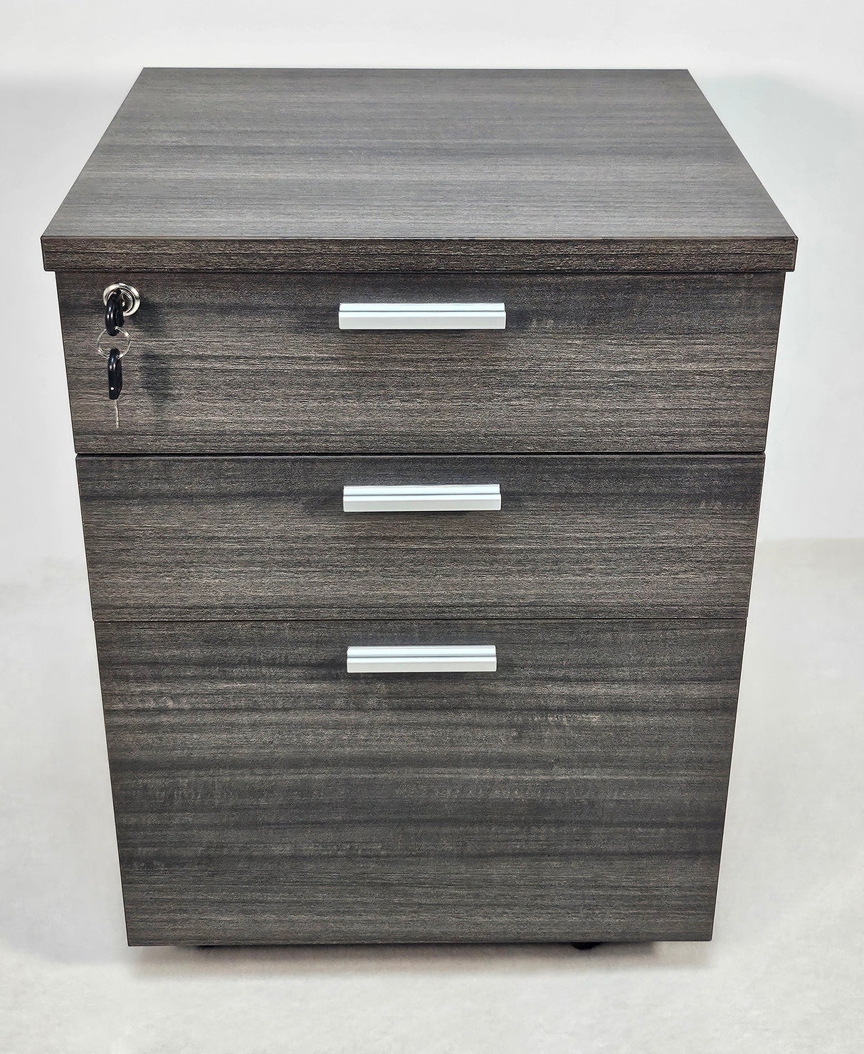 Modern Grey Oak Three Drawer Pedestal with Filing Drawer - CF-480K