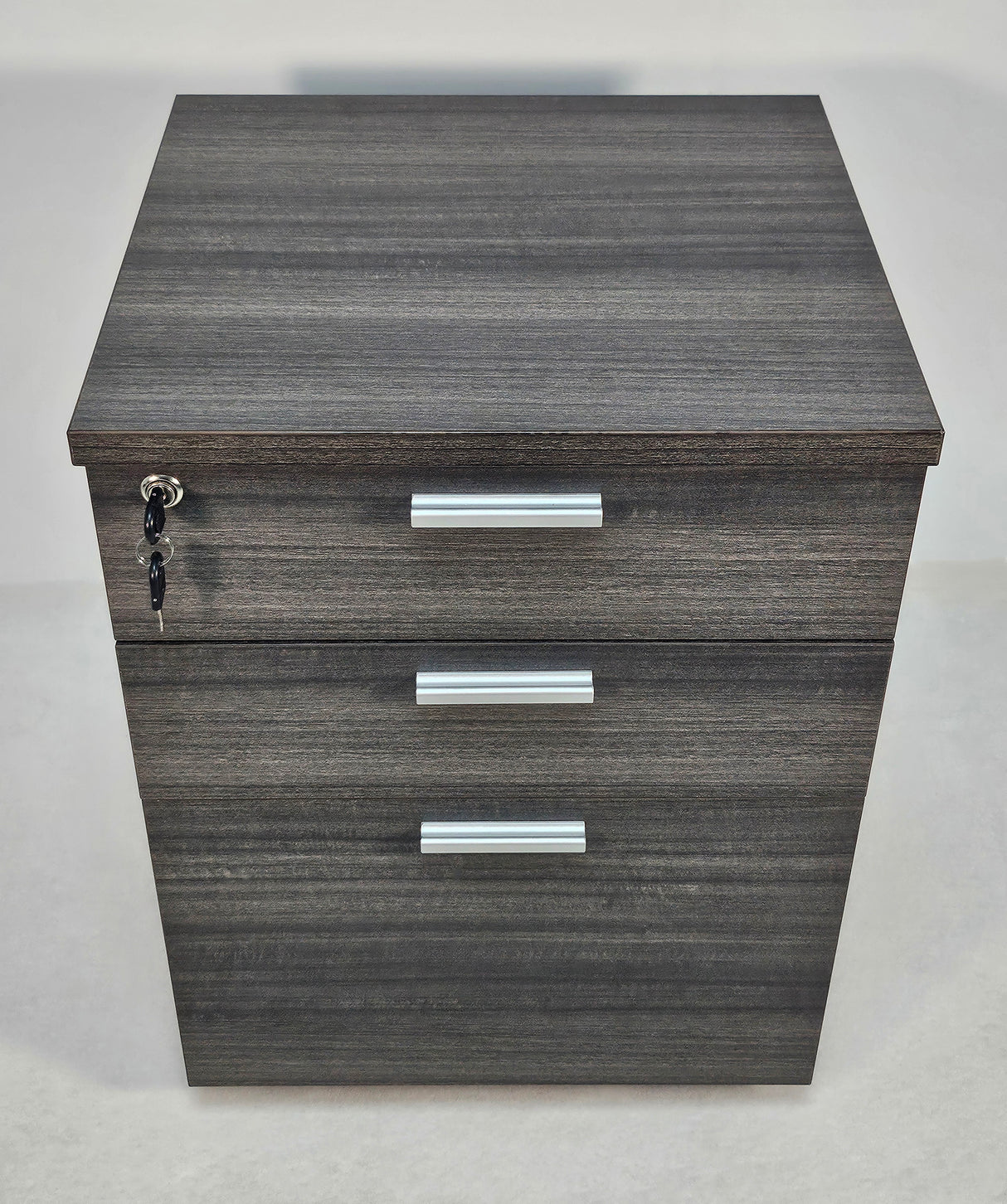 Budget Modern Grey Oak Three Drawer Pedestal with Filing Drawer - CF-480K