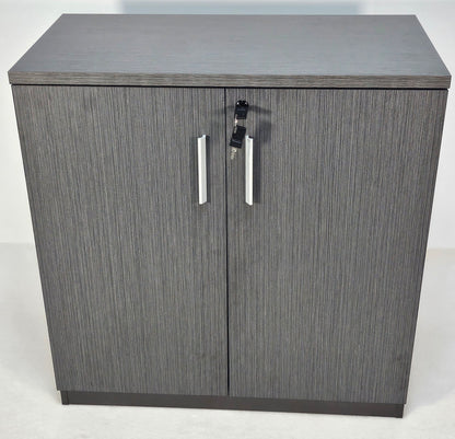 Grey Oak Melamine Two Door Cupboard with Lock - 800mm - WKO-S0616-2DR