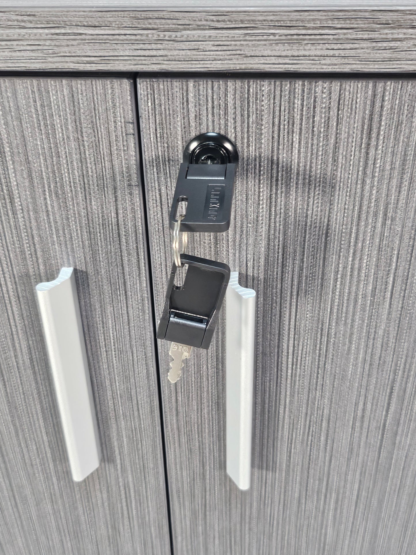 Grey Oak Melamine Two Door Cupboard with Lock - 800mm - WKO-S0616-2DR