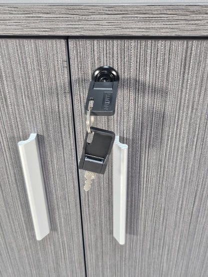 Grey Oak Melamine Two Door Cupboard with Lock - 800mm - WKO-S0616-2DR