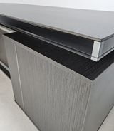 Modern Grey Aluminum Edged Melamine Straight Office Desk with Twin Pedestal - 2200mm or 2400mm - WKO-FL-S-D04