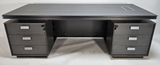 Modern Grey Aluminum Edged Melamine Straight Office Desk with Twin Pedestal - 2200mm or 2400mm - WKO-FL-S-D04