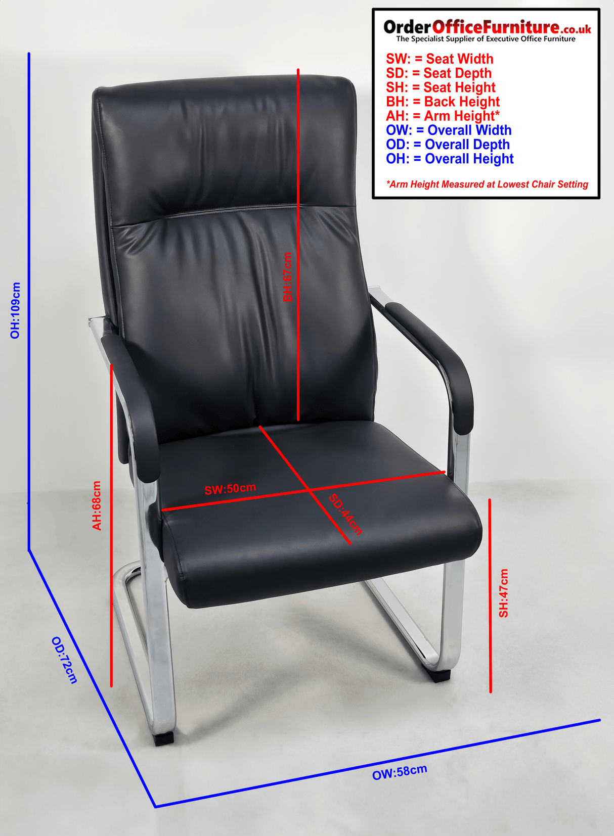 Quality Black Leather Executive Boardroom Chair with Chrome Frame - FE-242