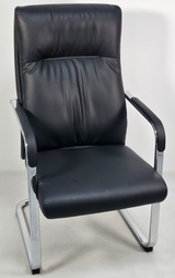 Quality Black Leather Executive Boardroom Chair with Chrome Frame - FE-242