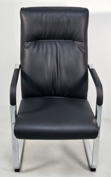 Quality Black Leather Executive Boardroom Chair with Chrome Frame - FE-242