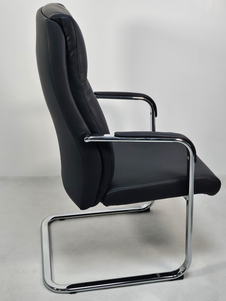 Quality Black Leather Executive Boardroom Chair with Chrome Frame - FE-242