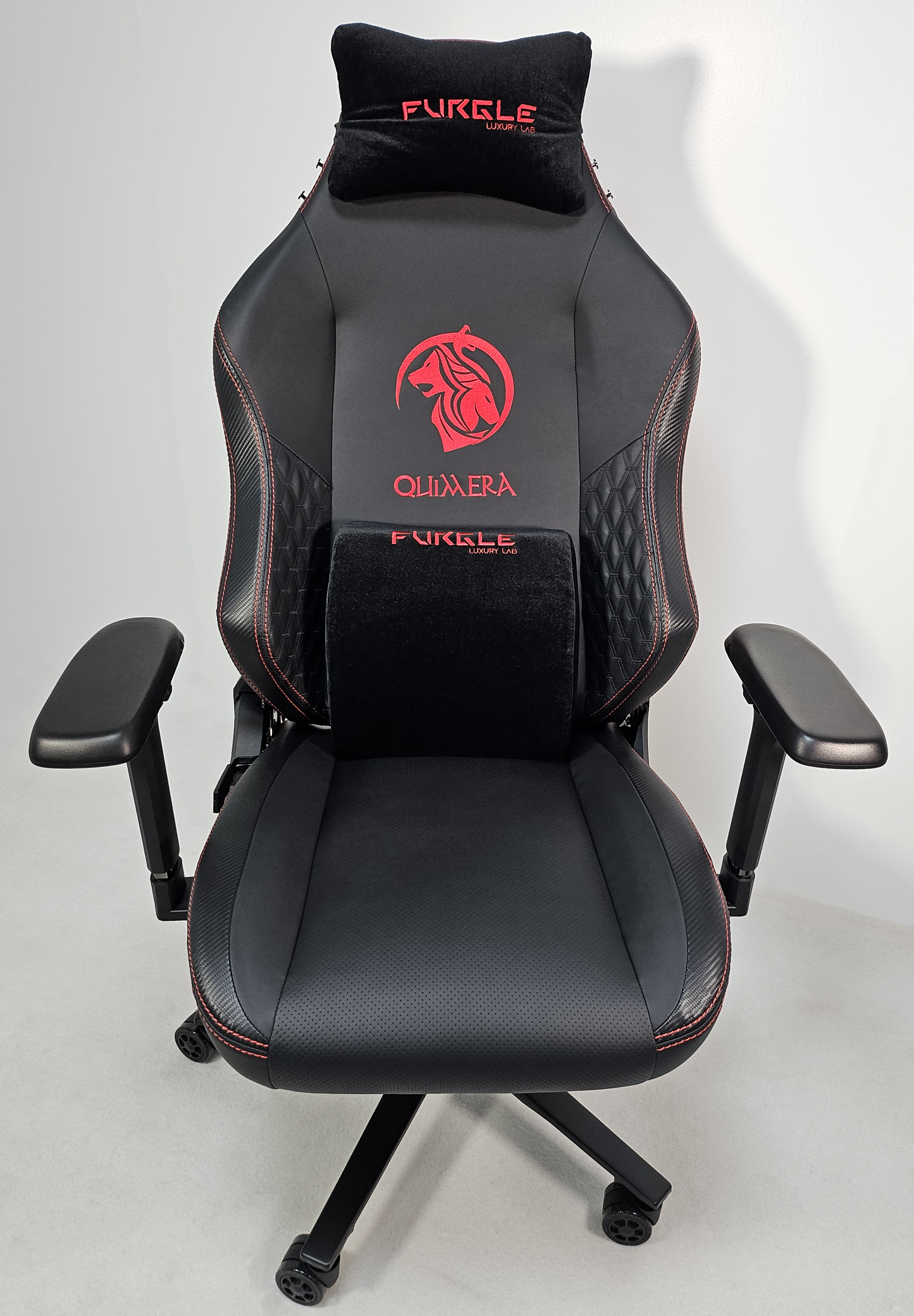 Reclining Black Leather Executive Gaming Style Office Chair with Red Detailing - F010A-1