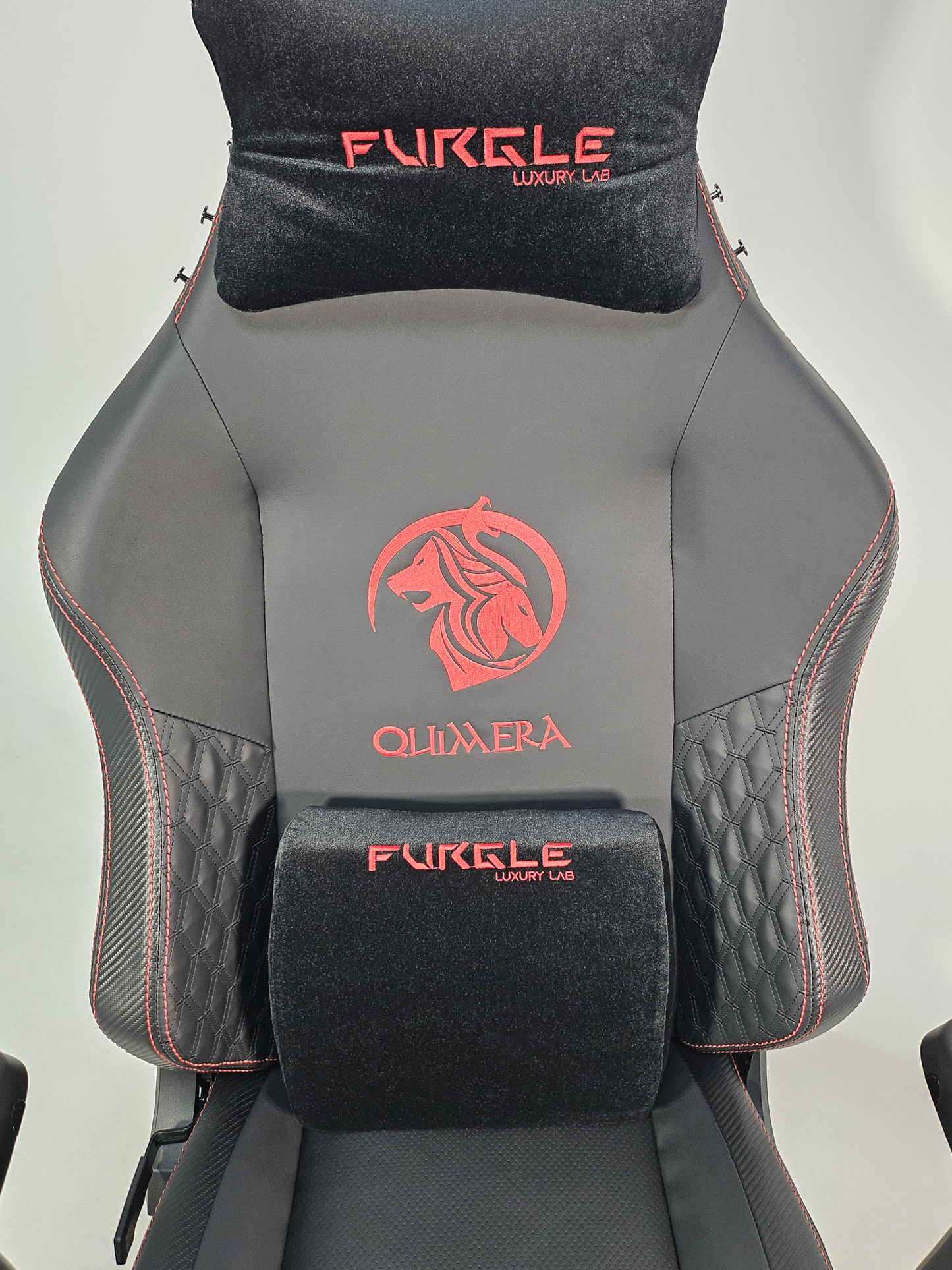 Reclining Black Leather Executive Gaming Style Office Chair with Red Detailing - F010A-1