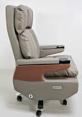 Electric Reclining Executive Leather Office Chair with USB A Charging Port - Grey Beige - A2321