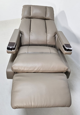 Electric Reclining Executive Leather Office Chair with USB A Charging Port - Grey Beige - A2321