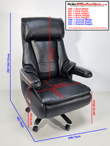 Electric Reclining Executive Leather Office Chair with USB A Charging Port - Grey Beige - A2320