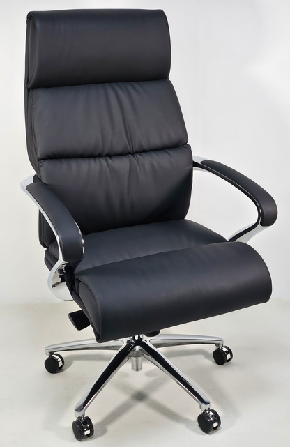 Quality Black Leather High Back Executive Office Chair with Chrome Arms -  YS1102A