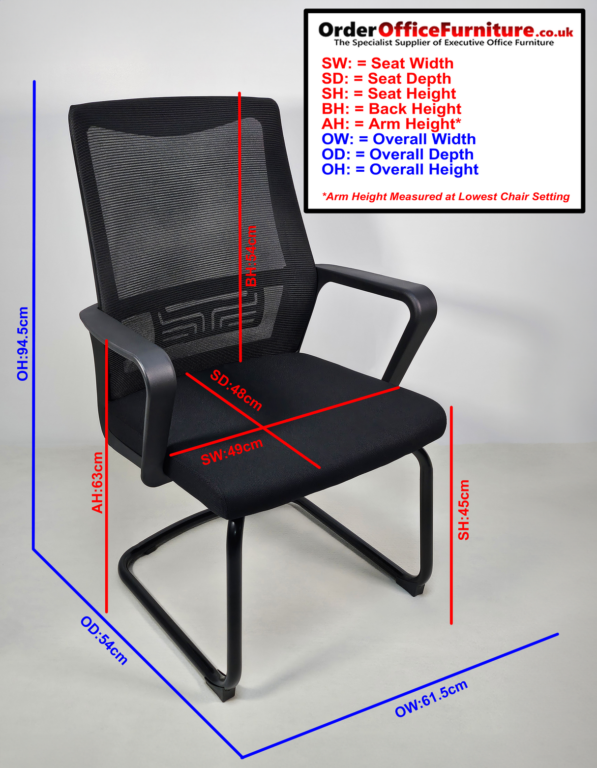 Mesh Back Office Visitor Chair - Sold in Packs of Two - CHA-239D