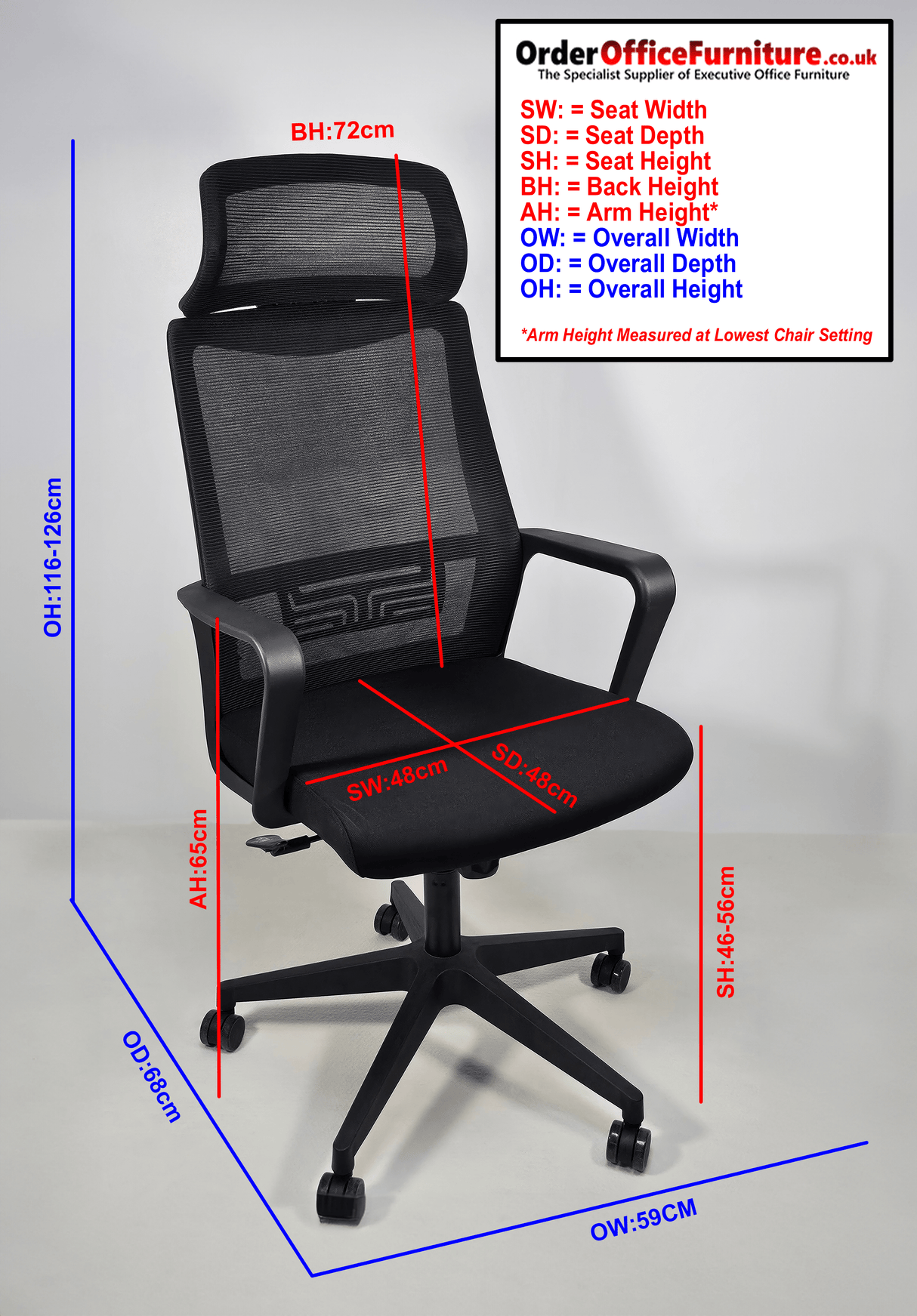 Mesh Office Chair with Headrest - Sold in Two Packs - CHA-239A