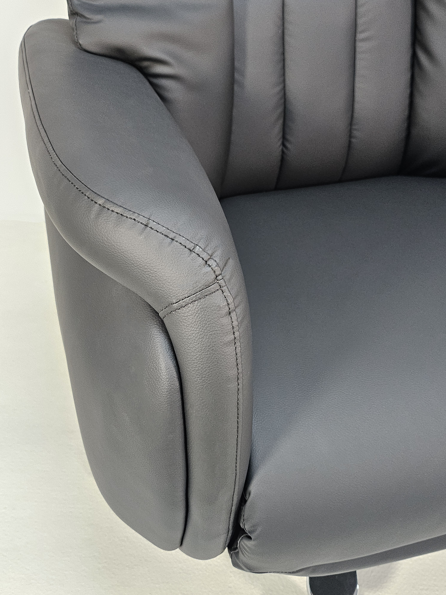 Large Black Leather Executive Full Recline Office Chair with Integrated Footrest - A808