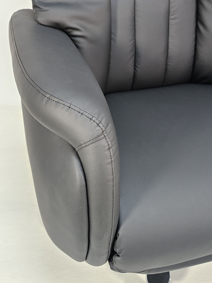 Large Black Leather Executive Full Recline Office Chair with Integrated Footrest - A808