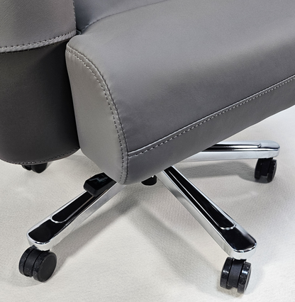 Two-Tone Grey & Brown Leather with Chrome Trimmed Arms High Back Executive Office Chair - HB-309A