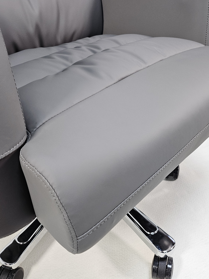 Two-Tone Grey & Brown Leather with Chrome Trimmed Arms High Back Executive Office Chair - HB-309A
