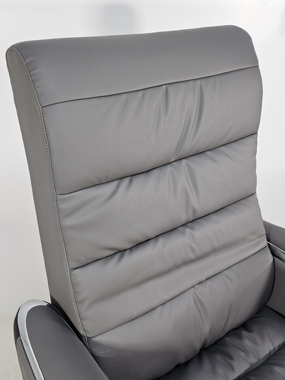 Two-Tone Grey & Brown Leather with Chrome Trimmed Arms High Back Executive Office Chair - HB-309A