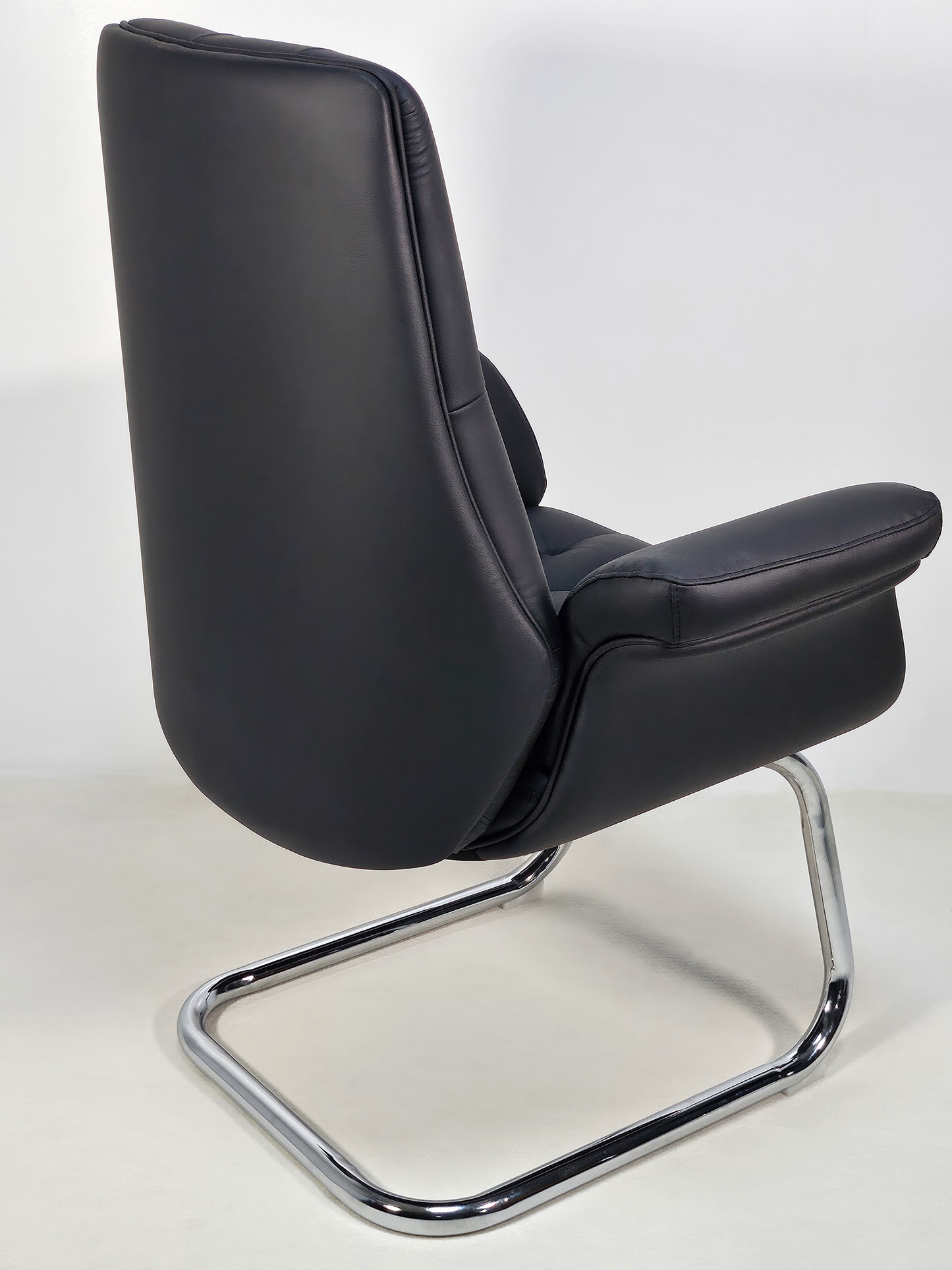 Luxury Medium Back Black Leather Executive Chesterfield Visitor Chair - 2302C