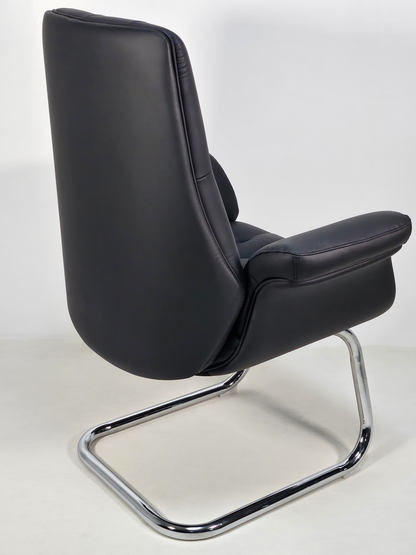Luxury Medium Back Black Leather Executive Chesterfield Visitor Chair - 2302C