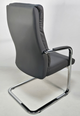 Quality Grey Leather Executive Boardroom Chair with Chrome Frame - FE-242