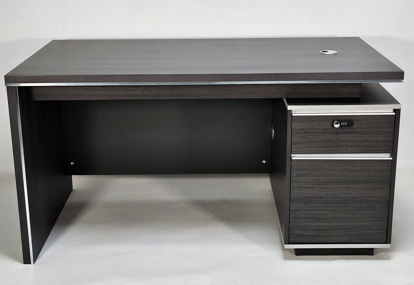 Modern Home Grey Oak Executive Office Desk with Built in Storage - 1200mm - DG25-D08