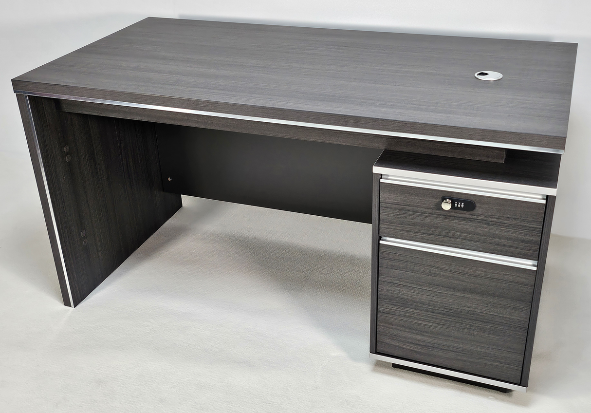 Modern Home Grey Oak Executive Office Desk with Built in Storage - 1200mm or 1400mm - DG25-D08