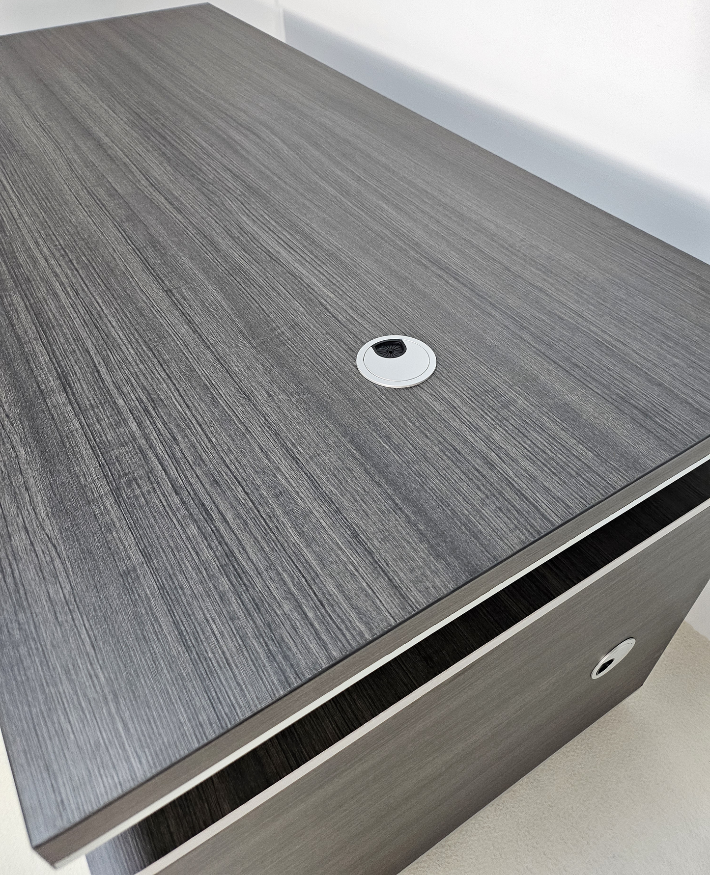 Modern Home Grey Oak Executive Office Desk with Built in Storage - 1200mm - DG25-D08