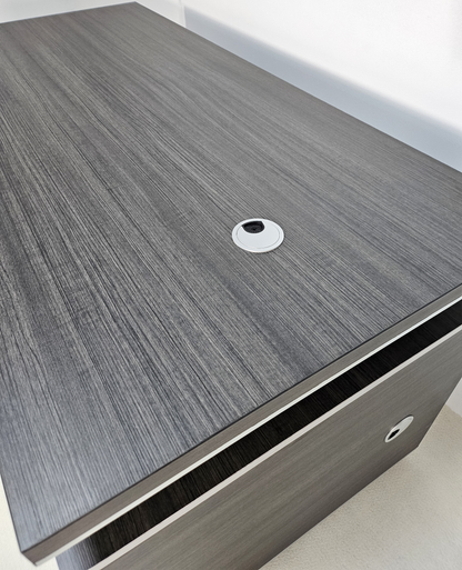Modern Home Grey Oak Executive Office Desk with Built in Storage - 1200mm - DG25-D08