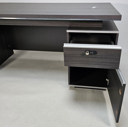 Modern Home Grey Oak Executive Office Desk with Built in Storage - 1200mm - DG25-D08