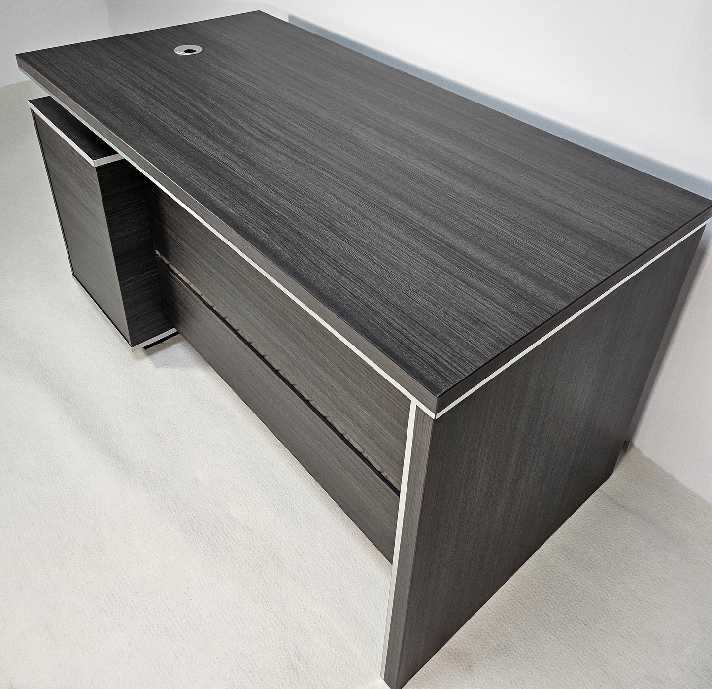 Modern Home Grey Oak Executive Office Desk with Built in Storage - 1200mm - DG25-D08