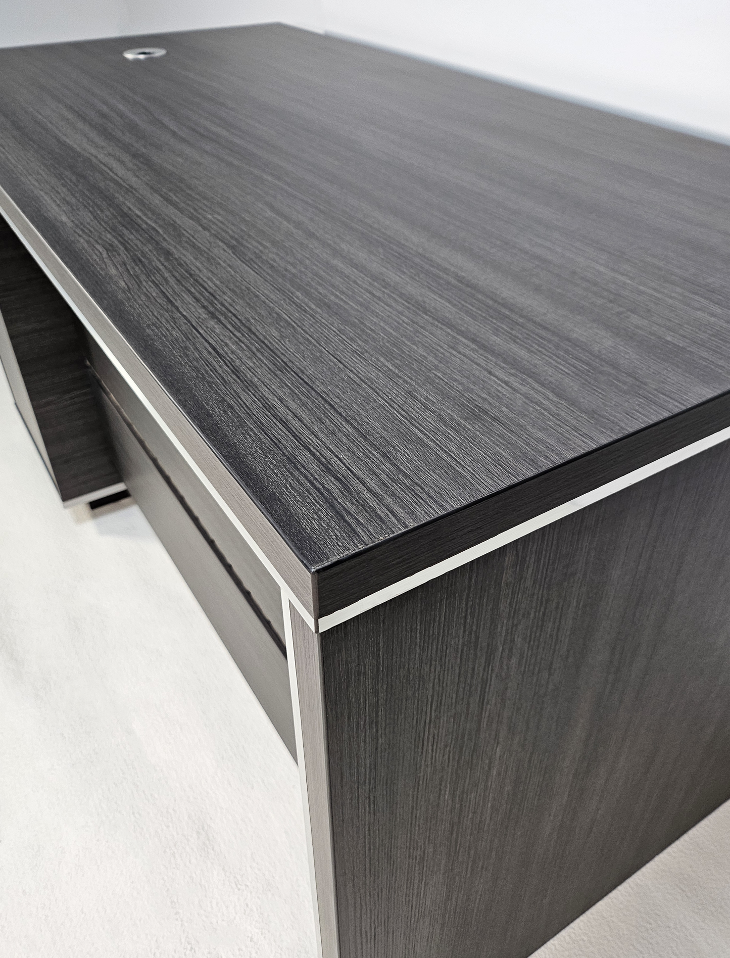 Modern Home Grey Oak Executive Office Desk with Built in Storage - 1200mm - DG25-D08
