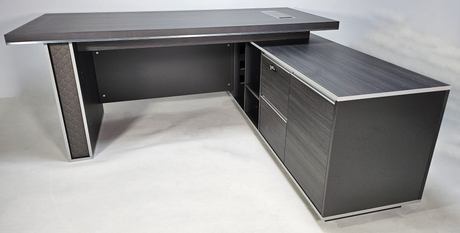 Modern Grey Oak Executive Corner Desk with Stylish Grey Leather Design - 1600mm, 1800mm & 2000mm - DG25-D01