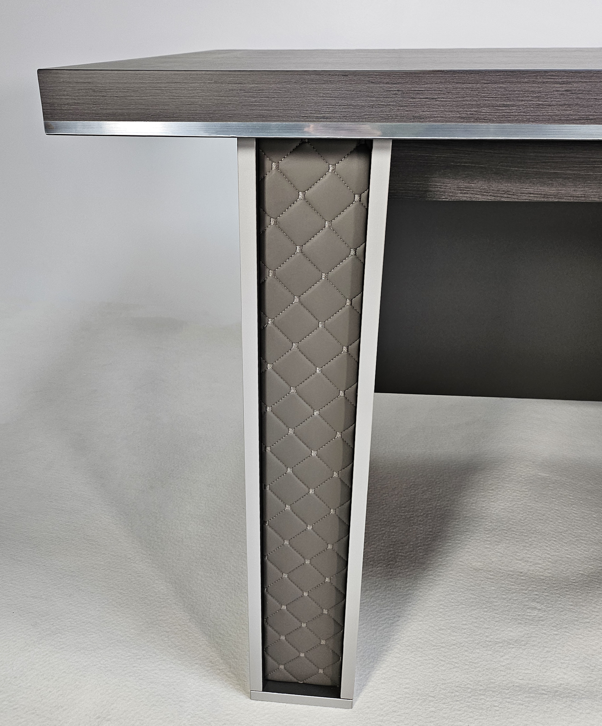 Modern Grey Oak Executive Corner Desk with Stylish Grey Leather Design - 1600mm, 1800mm & 2000mm - DG25-D01