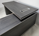 Modern Grey Oak Executive Corner Desk with Stylish Grey Leather Design - 1600mm, 1800mm & 2000mm - DG25-D01