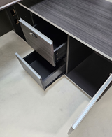 Modern Grey Oak Executive Corner Desk with Stylish Grey Leather Design - 1600mm, 1800mm & 2000mm - DG25-D01