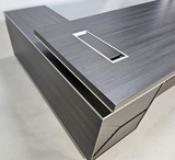 Modern Grey Oak Executive Corner Desk with Stylish Grey Leather Design - 1600mm, 1800mm & 2000mm - DG25-D01