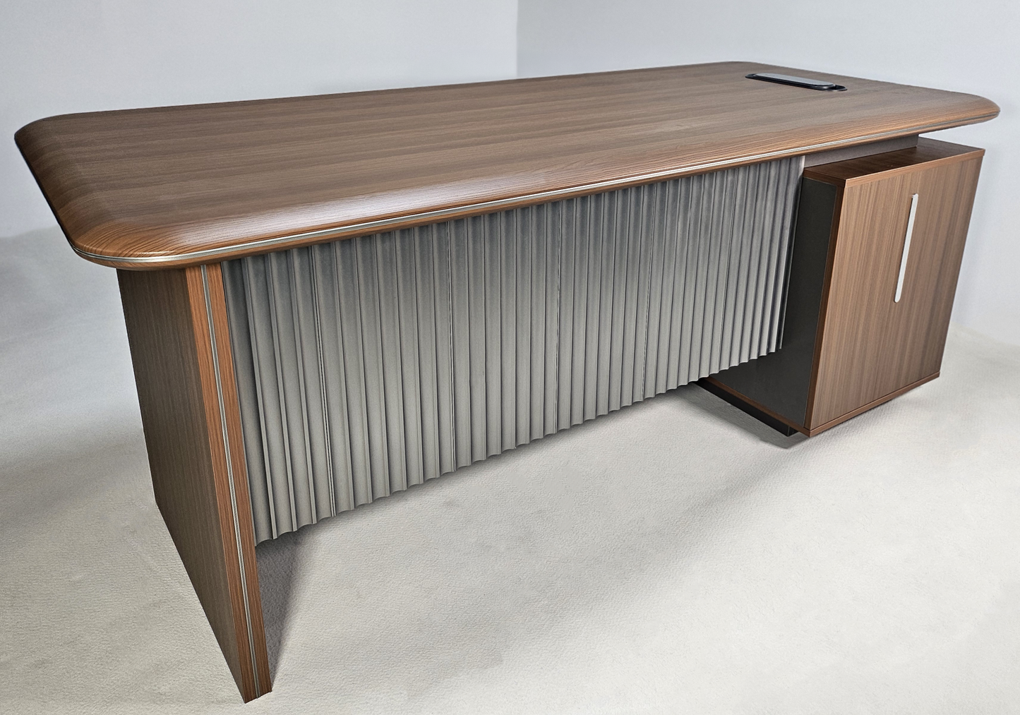 Premium Executive Straight Office Desk in American Walnut Melamine - Desktop Power Included - 1600mm, 1800mm, 2000mm - DG27-D01-STRAIGHT