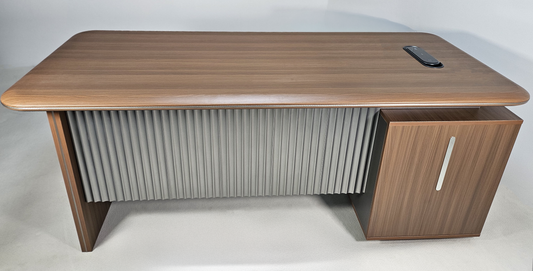 Premium Executive Straight Office Desk in American Walnut Melamine - Desktop Power Included - 1600mm, 1800mm, 2000mm - DG27-D01-STRAIGHT