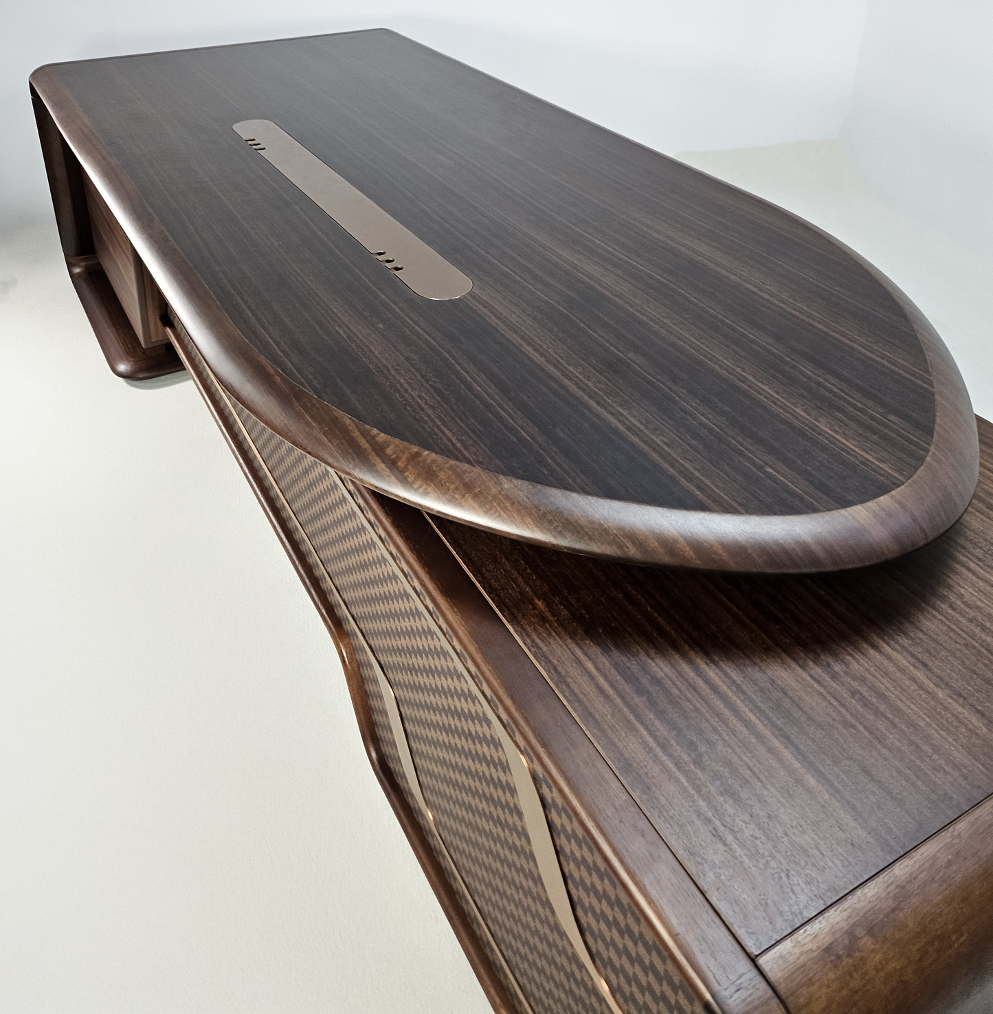 Solid Wood Curved Executive Office Desk with Built in Storage - 2800mm - GU-D28