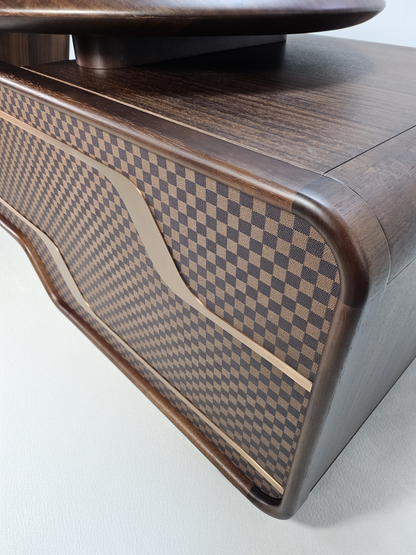 Solid Wood Curved Executive Office Desk with Built in Storage - 2800mm - GU-D28