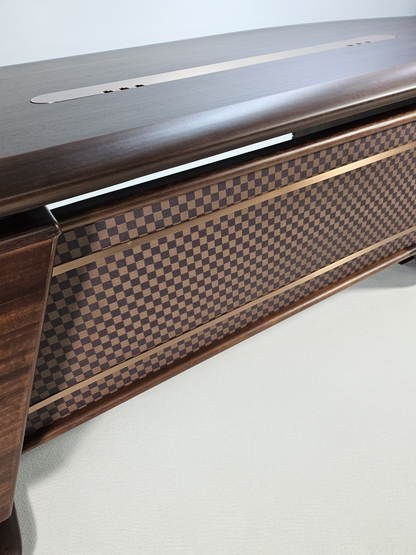 Solid Wood Curved Executive Office Desk with Built in Storage - 2800mm - GU-D28