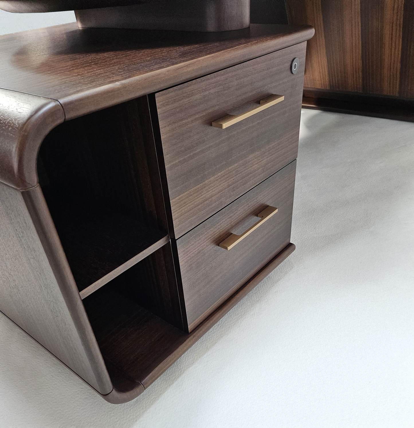 Solid Wood Curved Executive Office Desk with Built in Storage - 2800mm - GU-D28